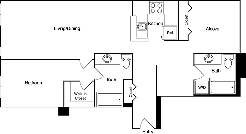 Floor plan 2 Bed 415 - 615 NE