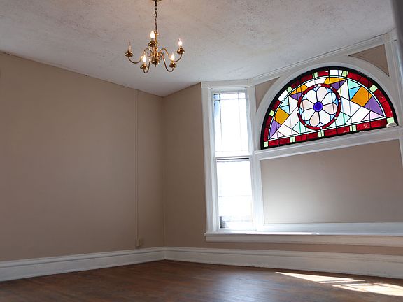 Living Room with stained glass