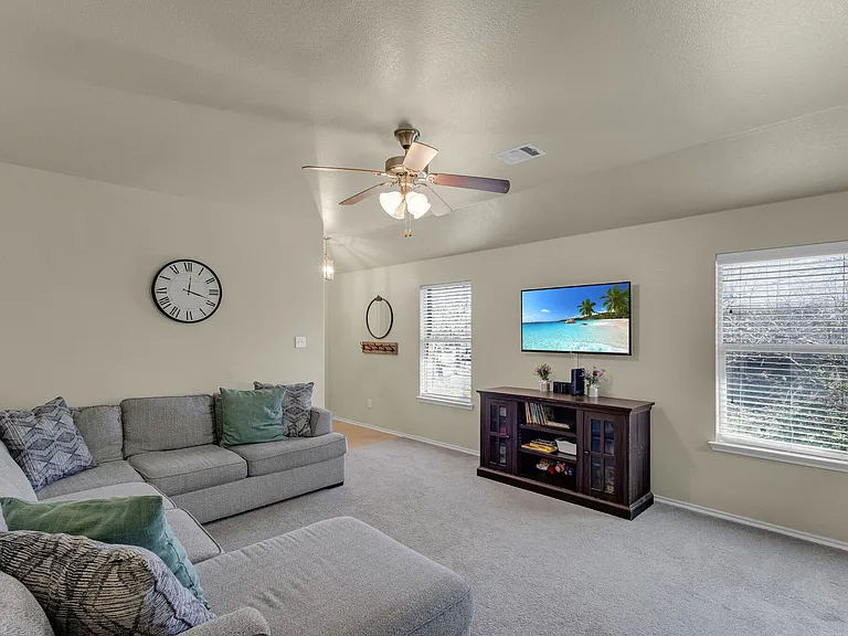 View of the family room looking from the foyer into the room