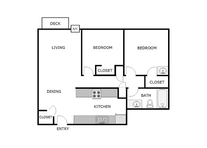 Floor plan 2 Bed 1 Bath