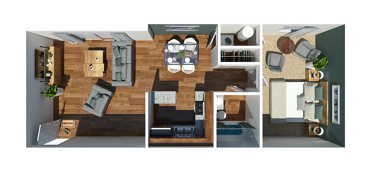 Floor plan One Bedroom One Bathroom Large