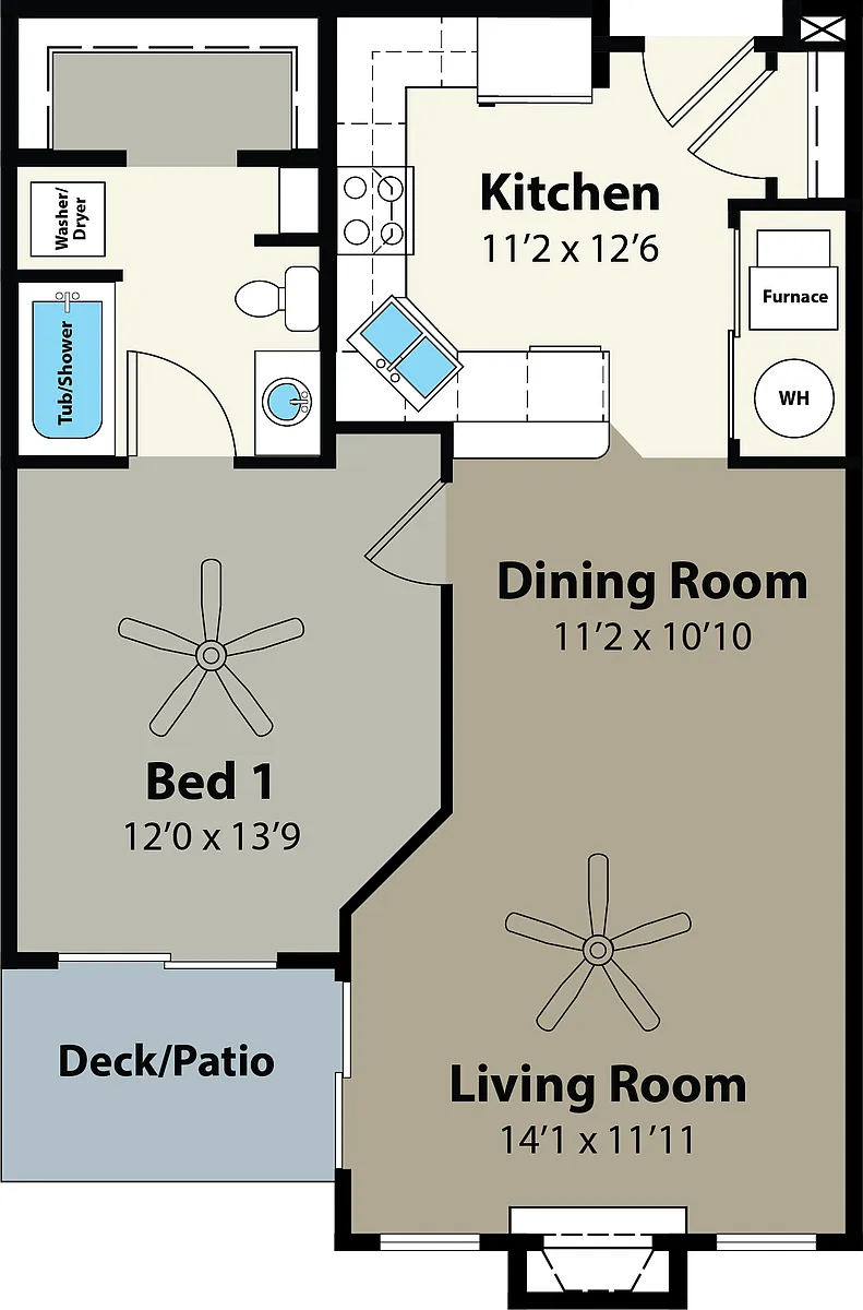 Floor plan 1A 788 sf