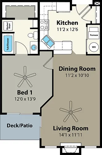 Floor plan 1A 788 sf