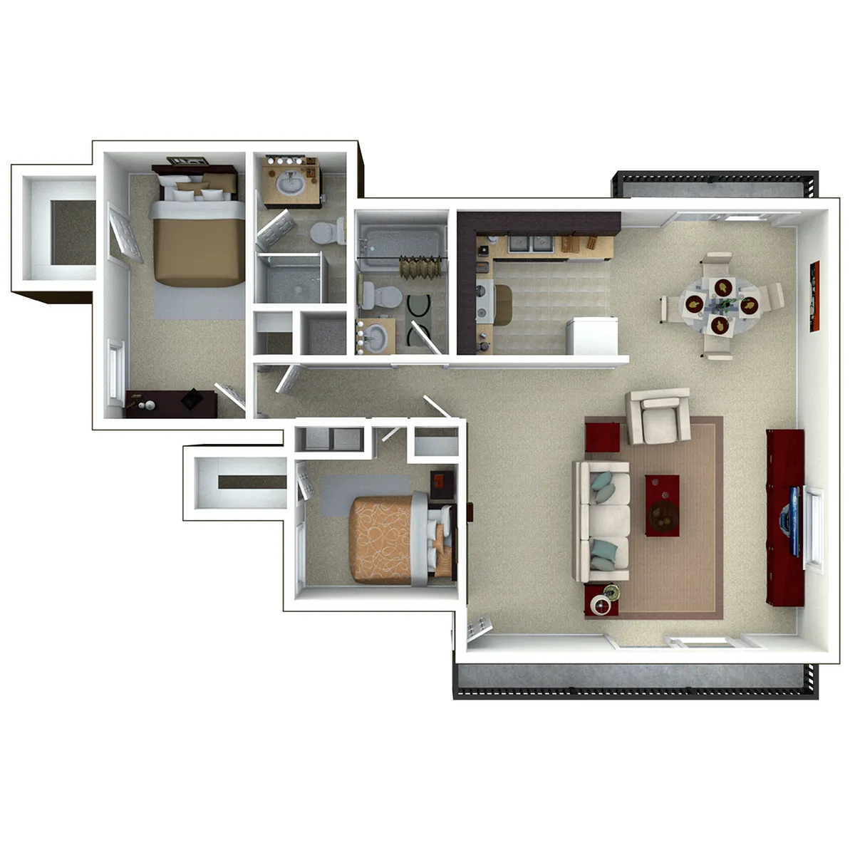 Floor plan 2x2 Luxury