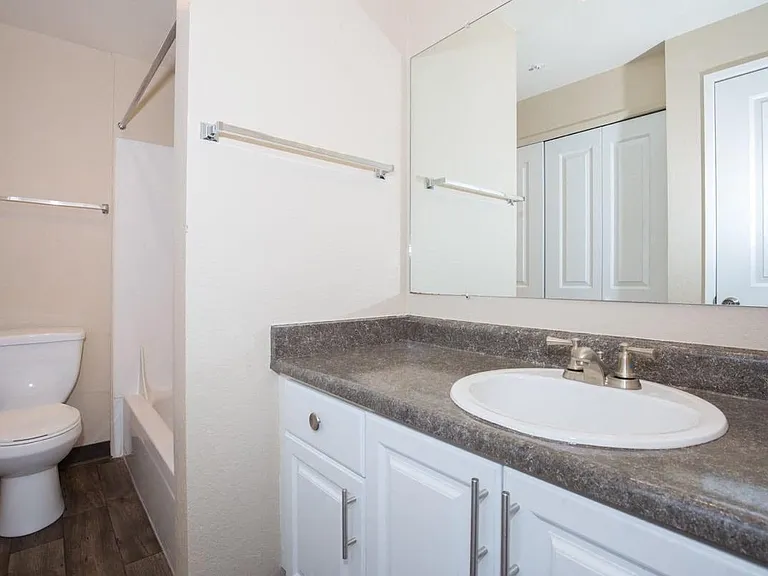 A Renovated 1 Bedroom 1 Bath Bathroom at Brookhaven Apartments in Federal Way, Washington