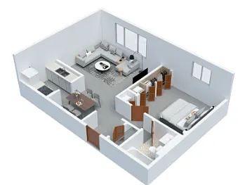 Floor plan 1 BD 1 BA Standard