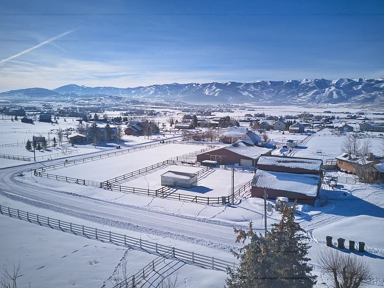 Ariel view of property in the winter