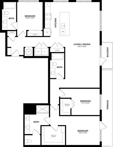 Floor plan 3 Bed/ 3 Bath-E03