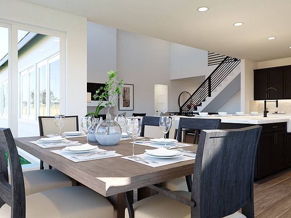 Example of Plan 5804 - Open Dining Room with Patio Access