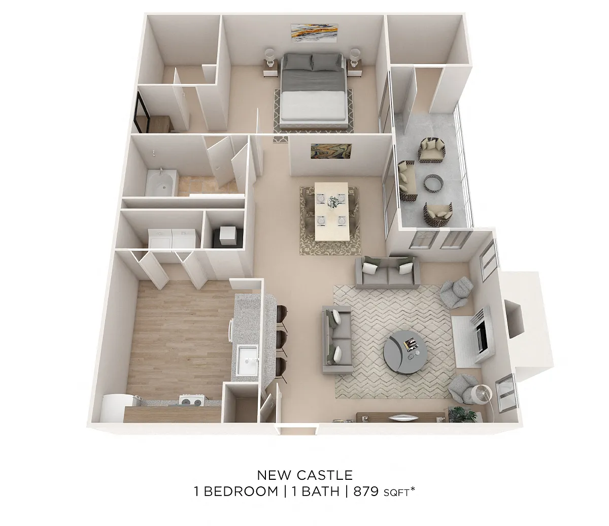 Floor plan One Bedroom - 879 sqft