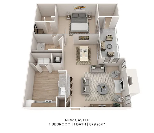 Floor plan One Bedroom - 879 sqft