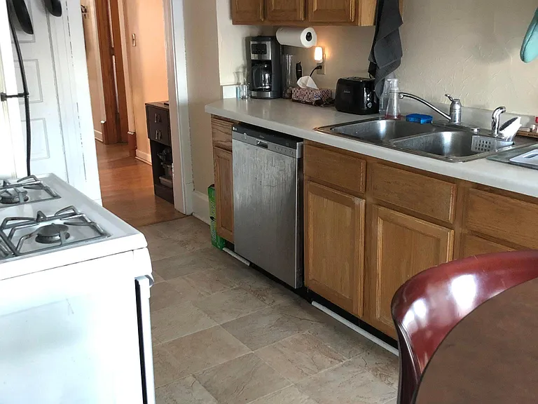 gas stove, built in dishwasher with view of cabinets/counter tops