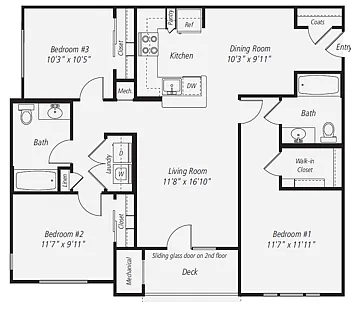 Floor plan C1 3 Bed 2 Bath