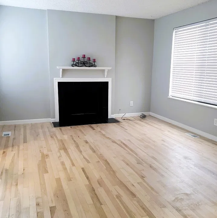 LIVING ROOM WITH WOOD BURNING FIRE PLACE