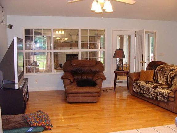 The great room with the living room and the kitchen