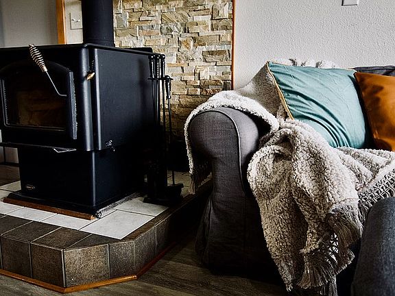 Wood stove on tile