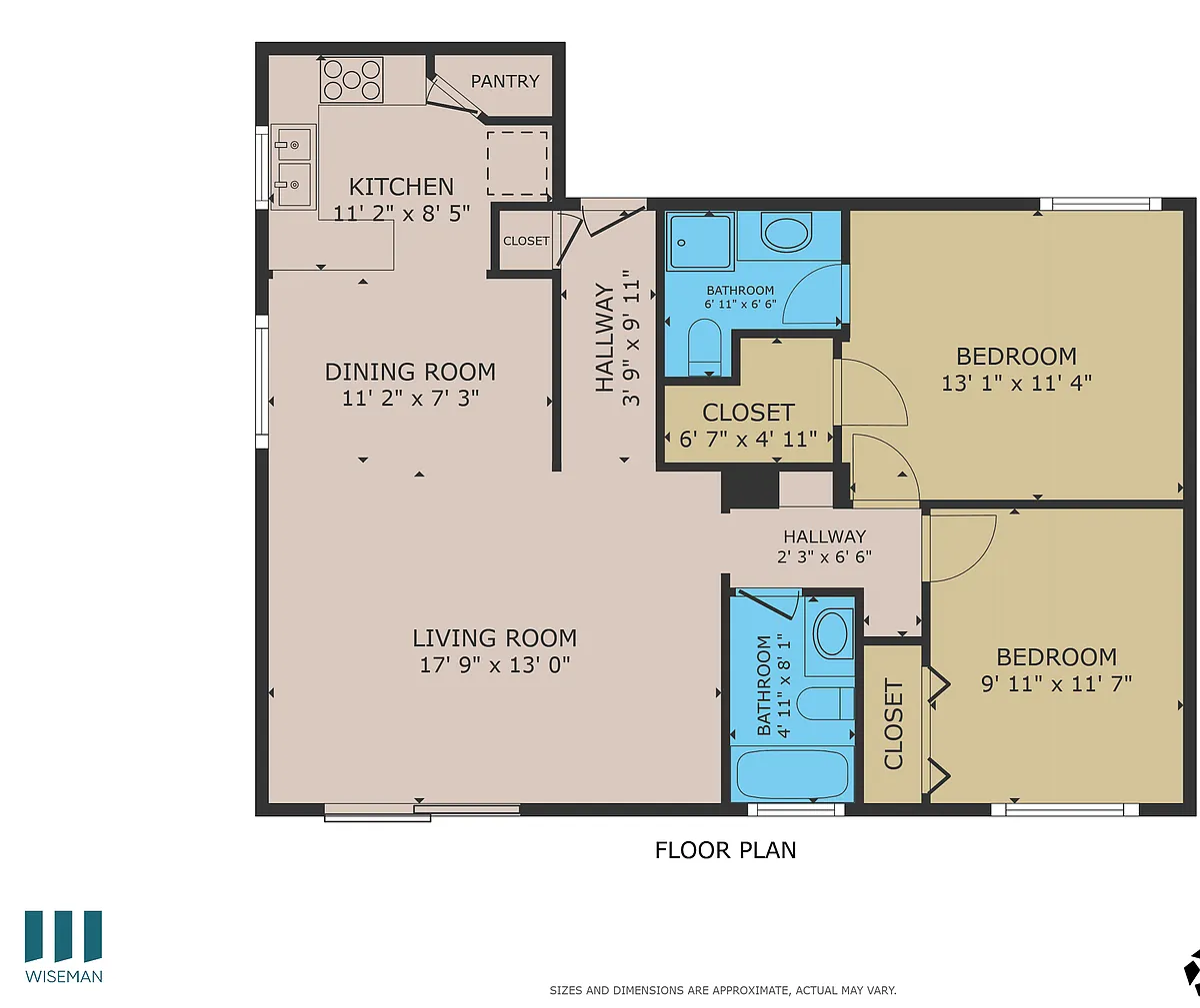 Floor plan Two-Bedroom Two-Bathroom - C