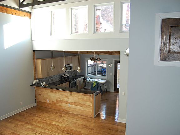 looking down towards kitchen