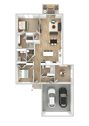 Floor plan Villa with Den w/ 2 Car Garage