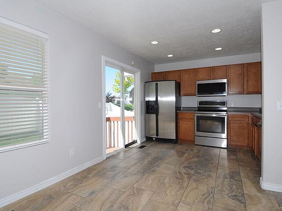 Large kitchen and dining area