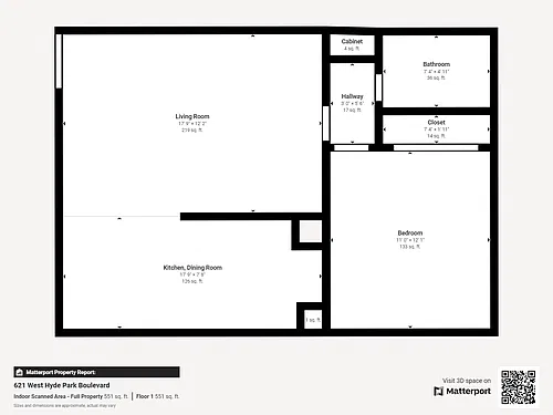 Floor plan 1 Bed 1 Bath