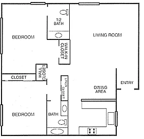 Floor plan 2 BR 1.5 BA