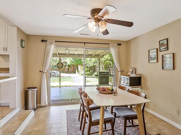 Breakfast nook with great view of large backyard.