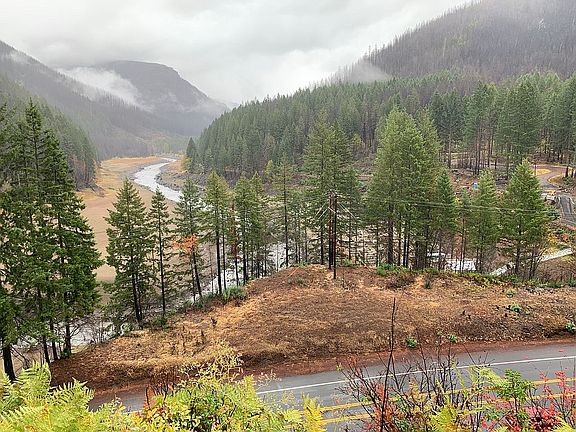 View of lake after fire