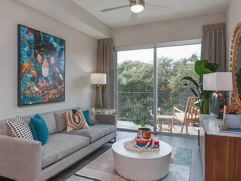 Living Room with Private Balcony (St. Arnold A Floorplan)