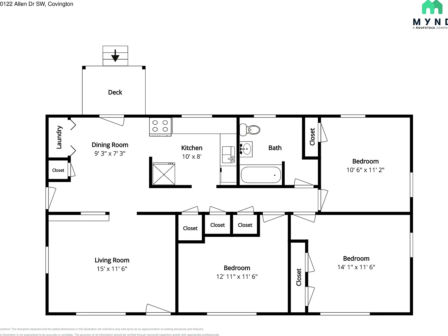 3 bed, 1.0 bath, 1056 sqft, $1,455 — Photo 2
