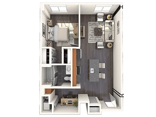 Floor plan 1-Bedroom 1-Bathroom | 668 sqft