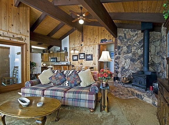 living rm with wood stove