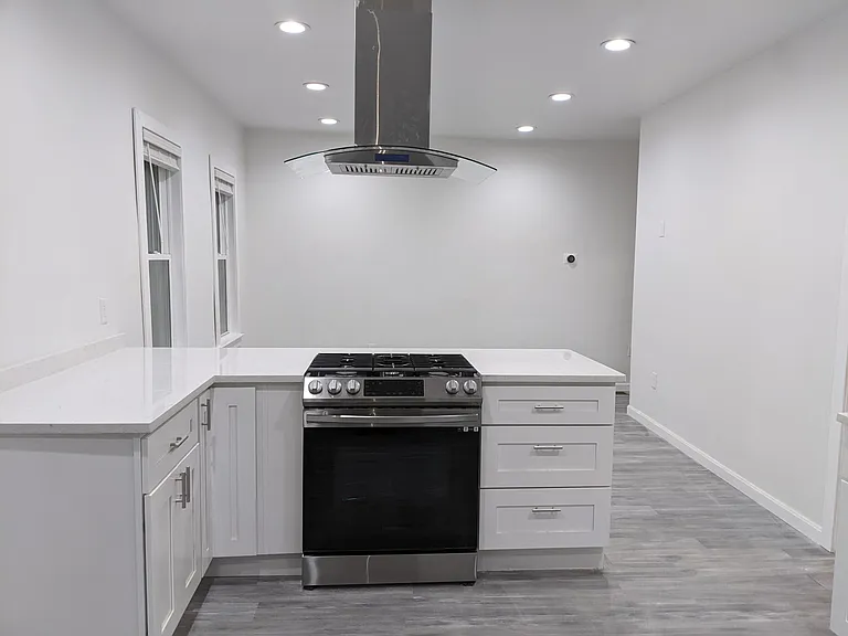 New Gas Range and Hood; Open concept Living room/Kitchen