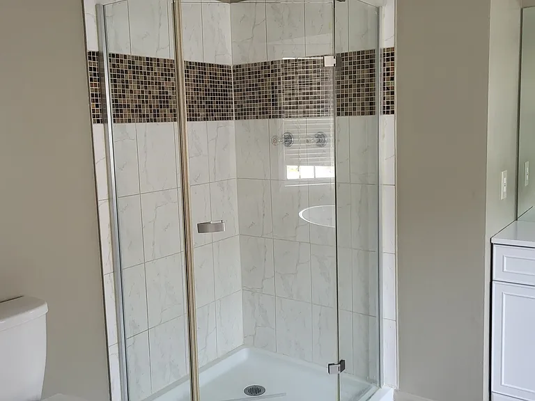 frameless shower in Master Bathroom