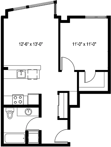 Floor plan 1 Bedroom D