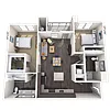 Floor plan Traditional 2x2 1097 sf-fp