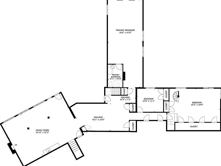 Floor Plan: Downstairs Ground Level. Garage opens to rear courtyard.