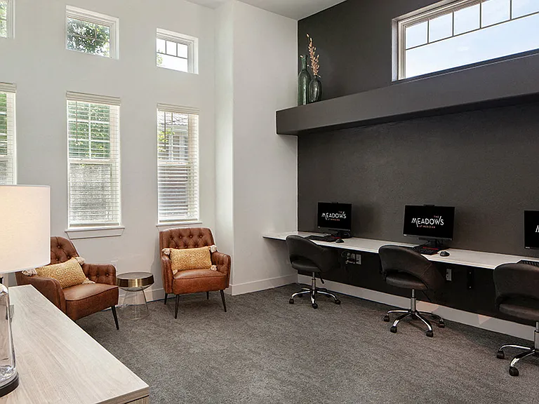 Business center with PCs and printer