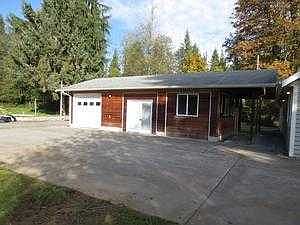 View of detached garage building