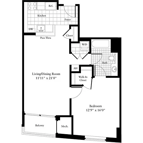 Floor plan 1 Bedroom A