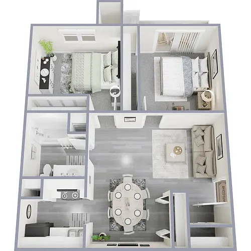 Floor plan Two Bedroom One Bath