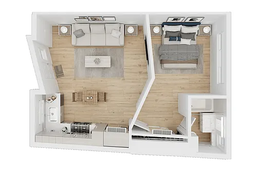 Floor plan One Bed One Bath