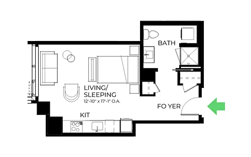 Floor plan S12A | Studio | 1 Bath