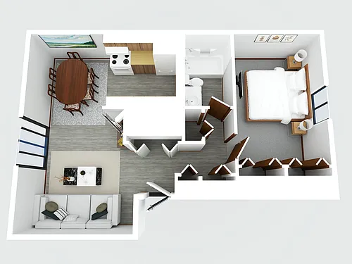 Floor plan 1 Bedroom, 1 Bath B | Waterford