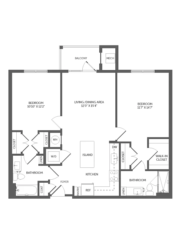 Floor plan 2 Bed/2 Bath-B5