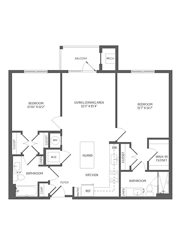 Floor plan 2 Bed/2 Bath-B5