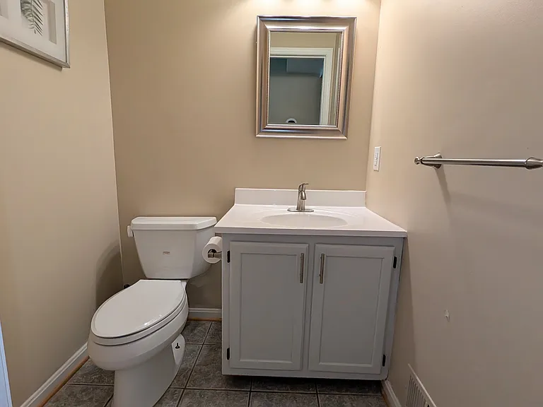 Main floor powder room with brand new countertop