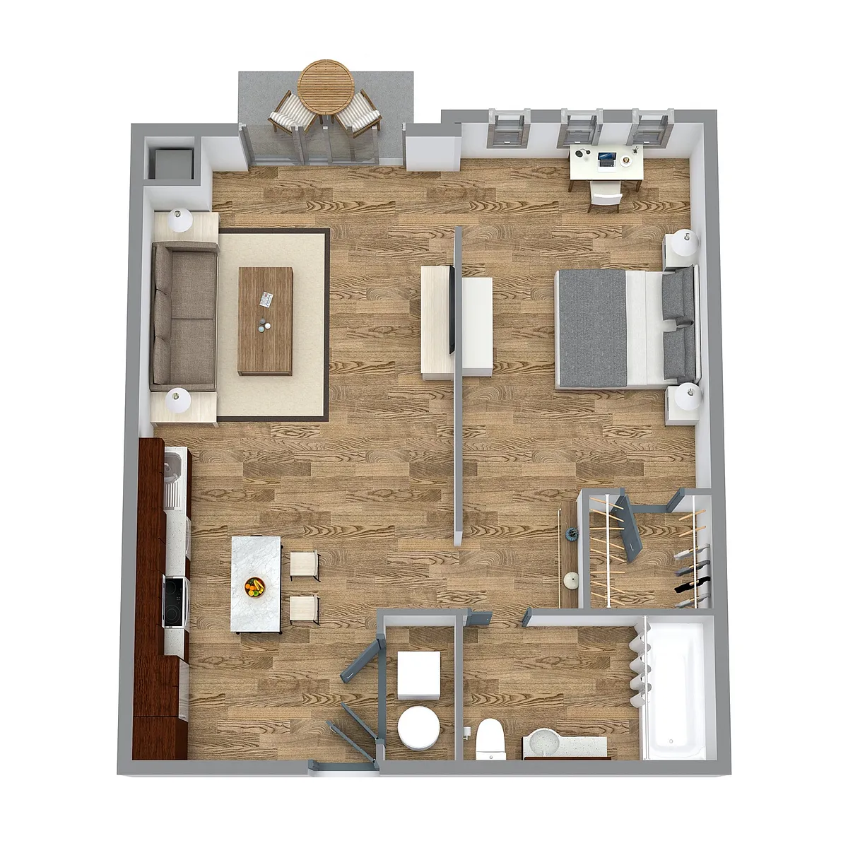 Floor plan The 1 Bedroom 8 (Orange)