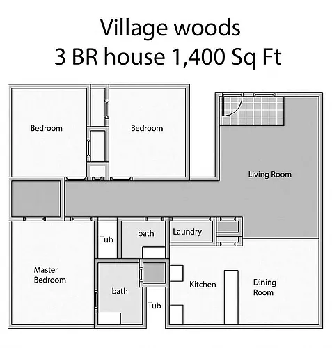 Floor plan 3 Bedrooms, 2 Baths
