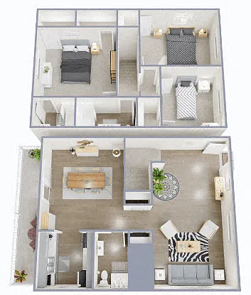 Floor plan 3 Bed 2.5 Bath Townhome